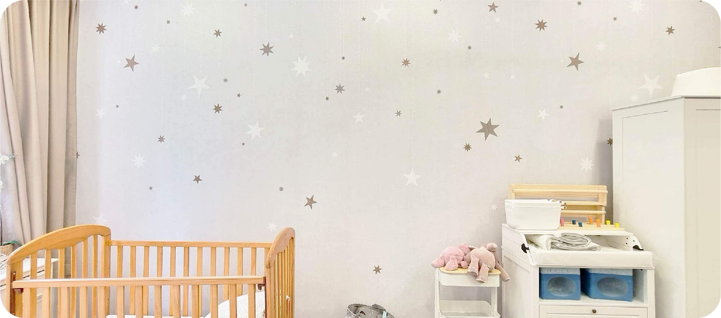 a kids room wrapped with a Stargazing - Rebel Walls wallpaper 
